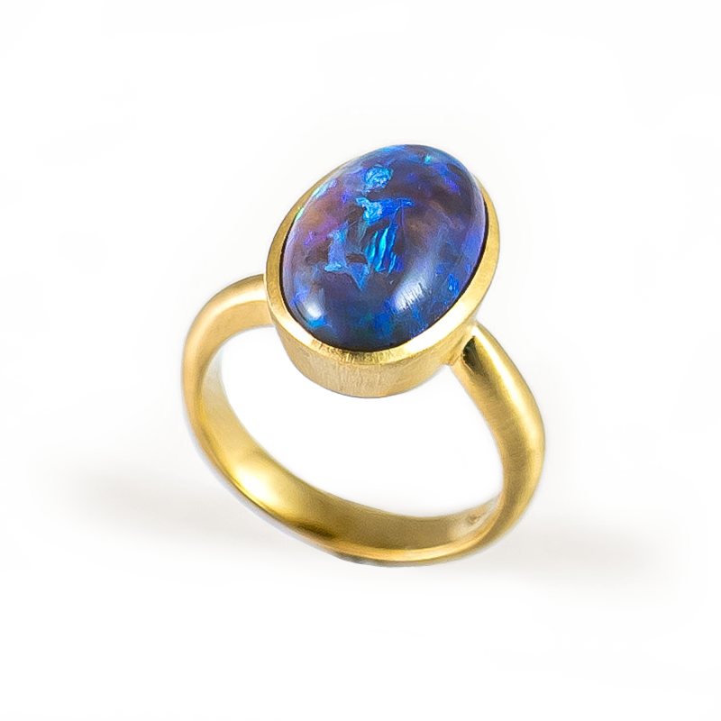 Semi-Black Opal Ring