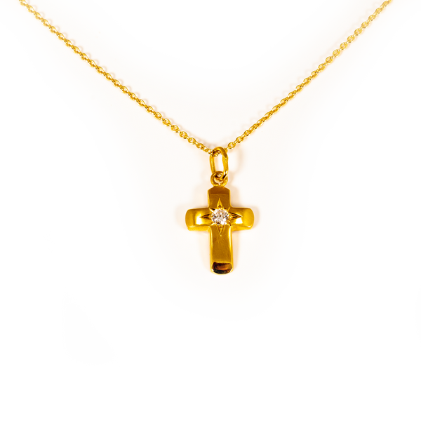 Halskette Kreuz mit Brillant